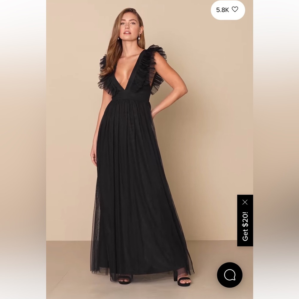 Lulu's Black Ruffled Maxi Dress